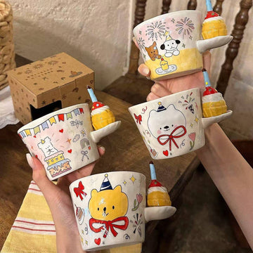 Birthday Cake Handmade Ceramic Mug