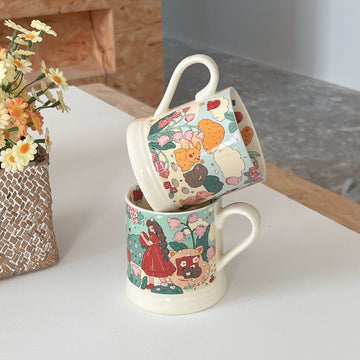 Countryside Hand-Painted Ceramic Couple Mugs