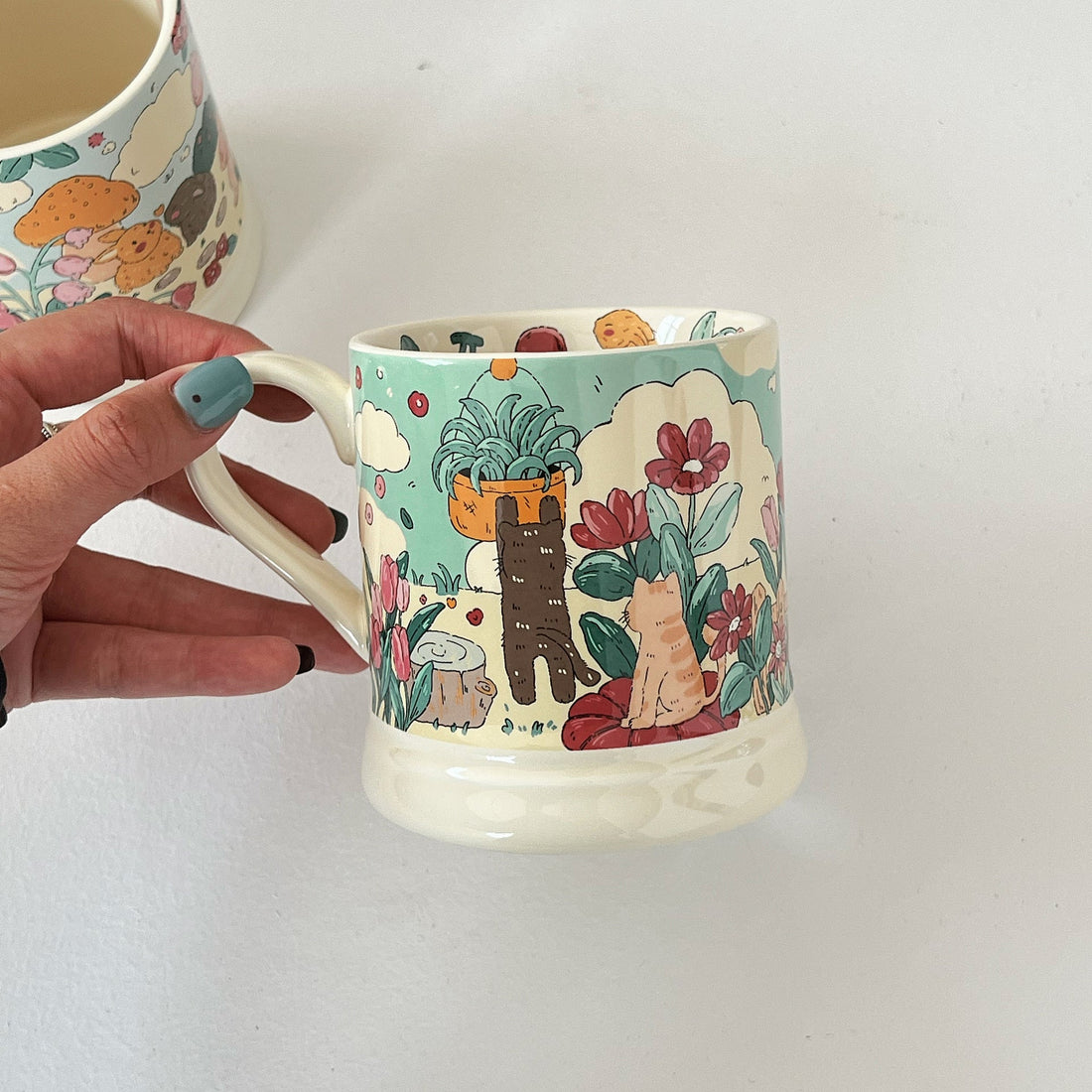 Countryside Hand-Painted Ceramic Couple Mugs