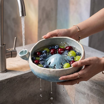 Berry Swirl Ceramic Colander Bowl