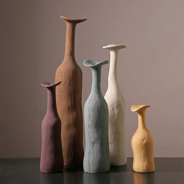 Morandi Color Textured Ceramic Vase Set – Modern Artistic Collection