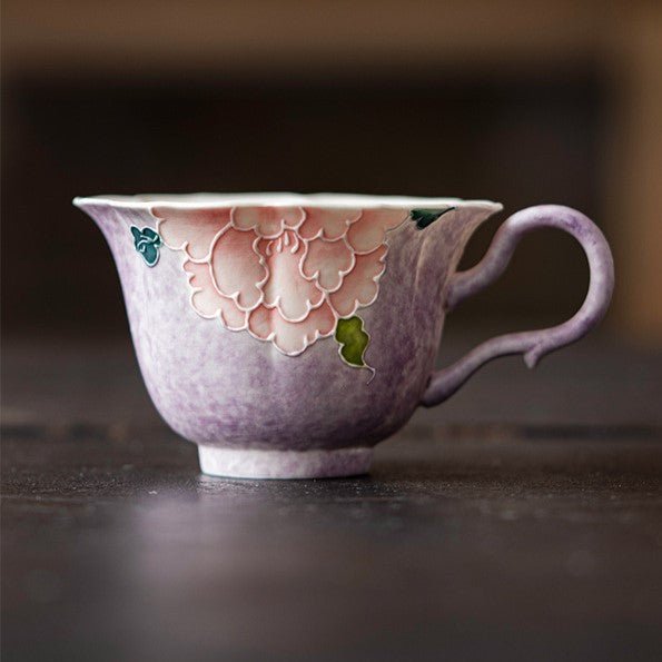 Hand-Painted Purple Peony Ceramic Tea & Coffee Collection - StillMug